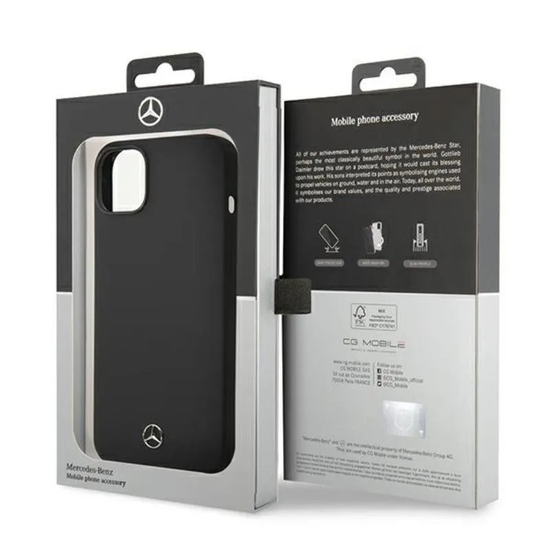 Mercedes Silicone Line – dėklas skirtas iPhone 14 Plus (juoda)