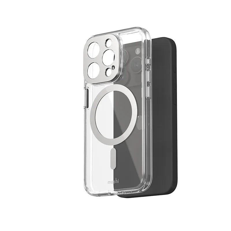 Moshi iGlaze MagSafe - dėklas, skirtas iPhone 15 Pro (Mėnulio sidabras)