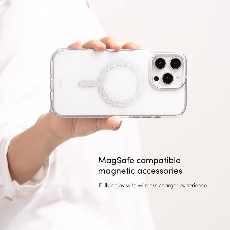 Moshi iGlaze MagSafe – dėklas, skirtas iPhone 16 Pro Max (rūko baltumo)