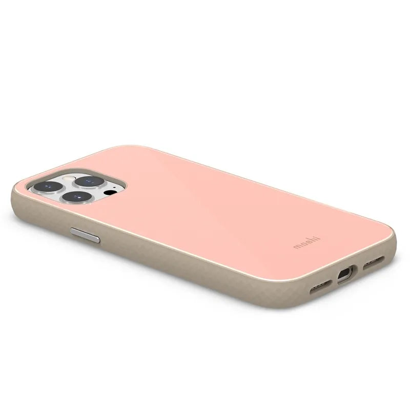 Moshi iGlaze - Premium Hybridinis dėklas, skirtas iPhone 13 Pro Max (su „SnapTo“ sistema) („Dahlia“ rausva)