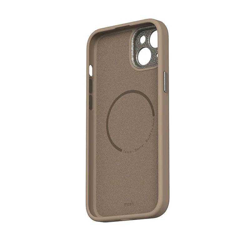 Moshi Napa MagSafe – odos dėklas, skirtas iPhone 15 Plus (Woodsmoke Brown)