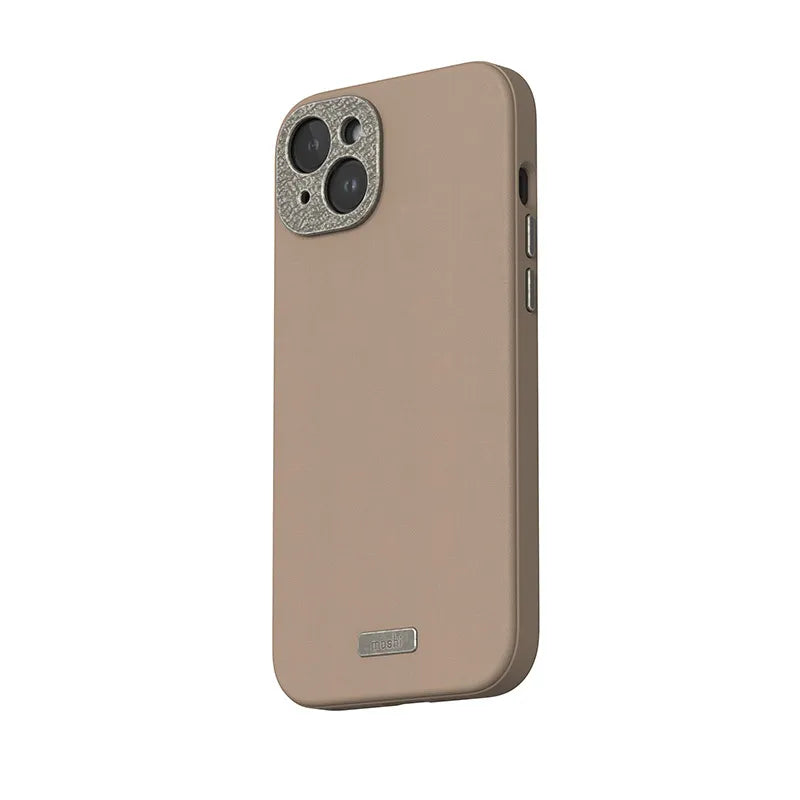 Moshi Napa MagSafe – odos dėklas, skirtas iPhone 15 Plus (Woodsmoke Brown)