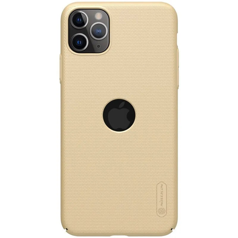 Nillkin Super Frosted Shield - dėklas Apple iPhone 11 Pro Max su išpjova logotipui (auksinis)