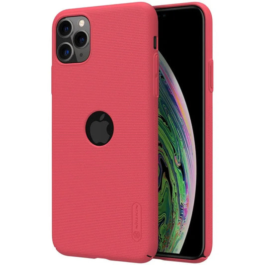 Nillkin Super Frosted Shield – dėklas, skirtas Apple iPhone 11 Pro Max, su išpjova logotipui (ryškiai raudonas)