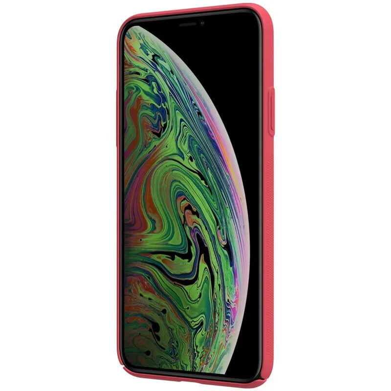 Nillkin Super Frosted Shield dėklas, skirtas Apple iPhone 11 Pro su išpjova logotipui (Ryškiai raudona)