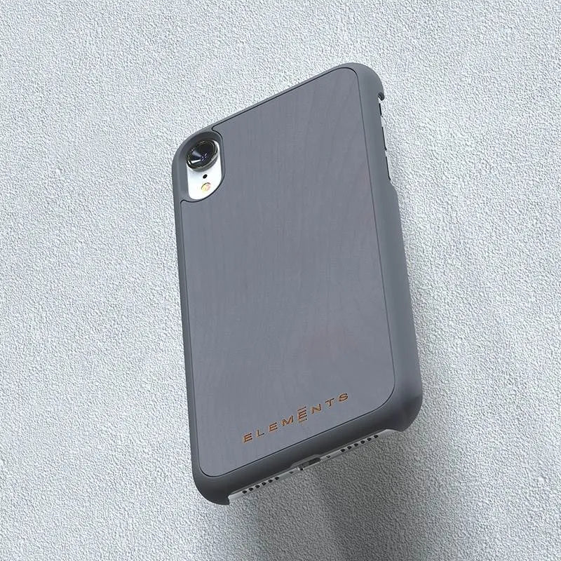 Nordic Elements Original Gefion – dėklas iPhone XR su tikru klevo medžiu (Vidutiniškai pilka)