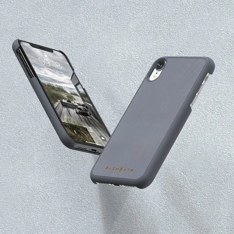 Nordic Elements Original Gefion – dėklas iPhone XR su tikru klevo medžiu (Vidutiniškai pilka)