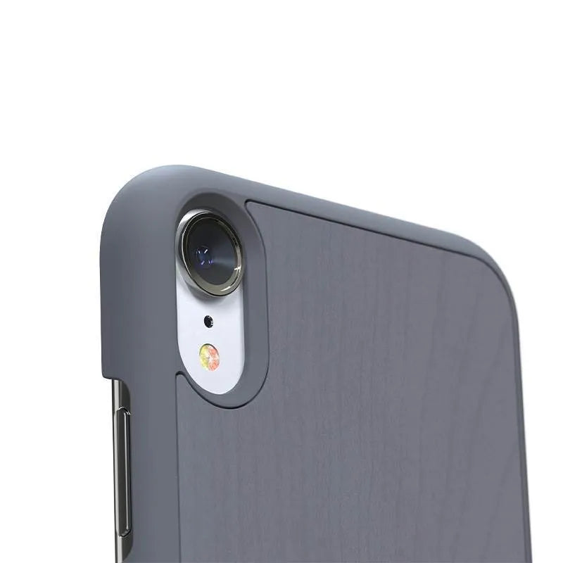 Nordic Elements Original Gefion – dėklas iPhone XR su tikru klevo medžiu (Vidutiniškai pilka)