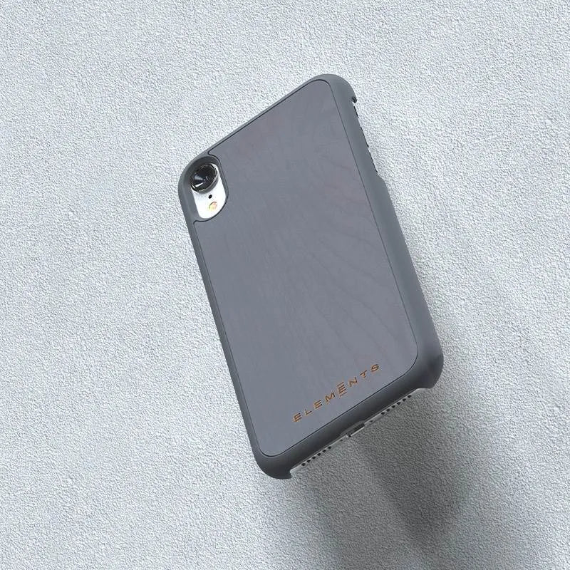 Nordic Elements Original Gefion – dėklas iPhone XR su tikru klevo medžiu (Vidutiniškai pilka)