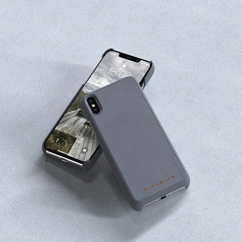 Nordic Elements Original Gefion – dėklas, skirtas iPhone Xs Max, su tikru klevo medžiu (Vidutiniškai pilkas)