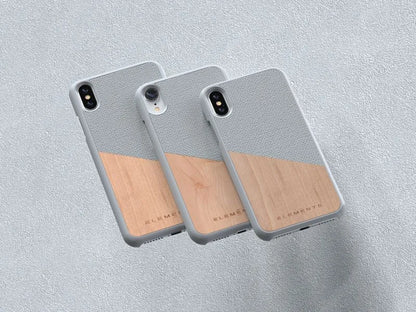 Nordic Elements Original Hel – dėklas „iPhone Xs Max“ su tikru klevo medžiu (šviesiai pilka)