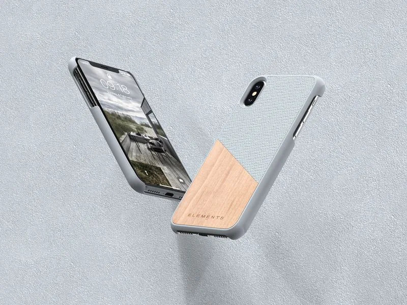 Nordic Elements Original Hel – dėklas „iPhone Xs Max“ su tikru klevo medžiu (šviesiai pilka)