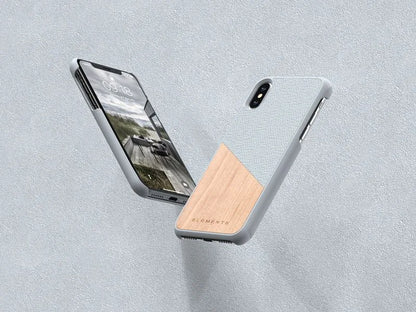 Nordic Elements Original Hel – dėklas „iPhone Xs Max“ su tikru klevo medžiu (šviesiai pilka)