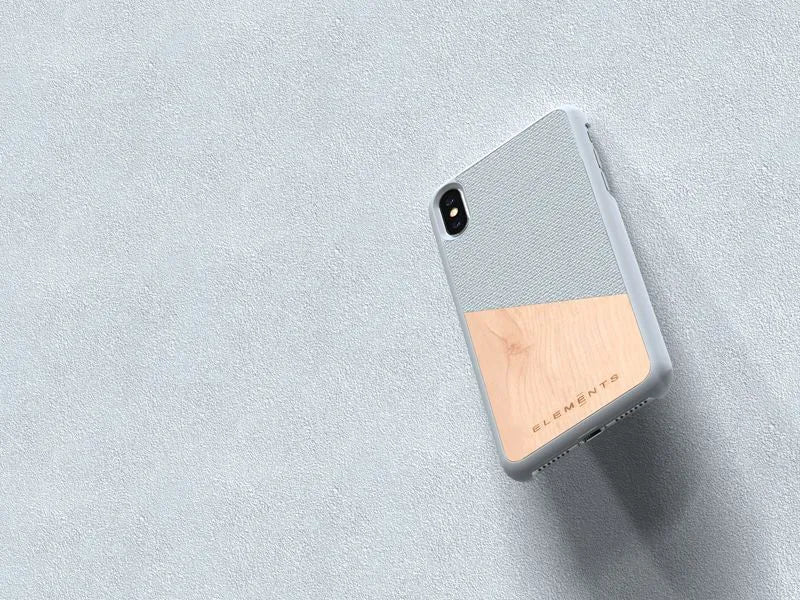 Nordic Elements Original Hel – dėklas „iPhone Xs Max“ su tikru klevo medžiu (šviesiai pilka)
