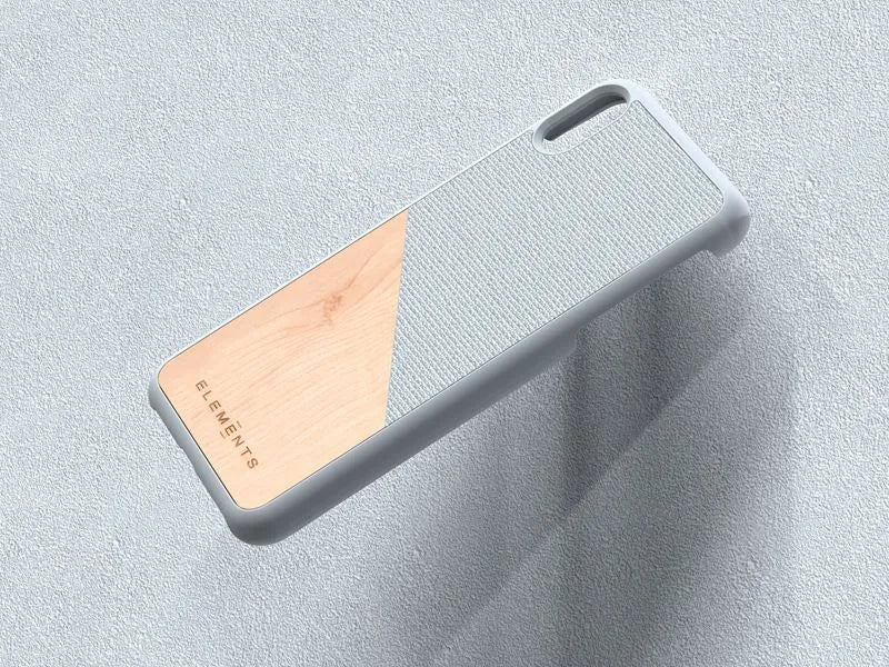 Nordic Elements Original Hel – dėklas „iPhone Xs Max“ su tikru klevo medžiu (šviesiai pilka)