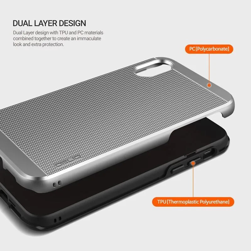 Obliq Slim Meta – dėklas, skirtas iPhone Xs / X (satino sidabro spalva)