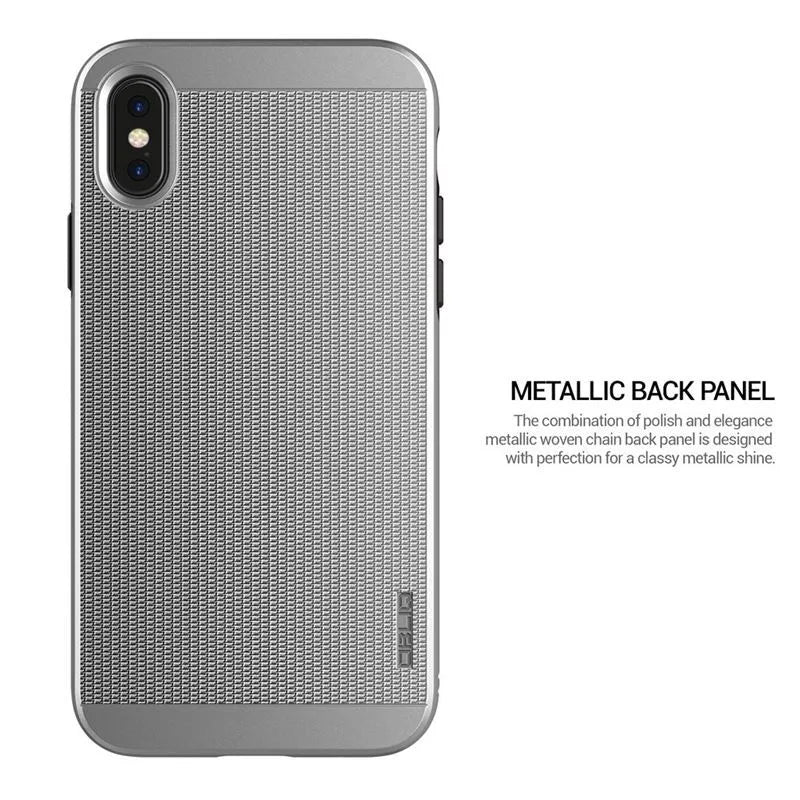 Obliq Slim Meta – dėklas, skirtas iPhone Xs / X (satino sidabro spalva)
