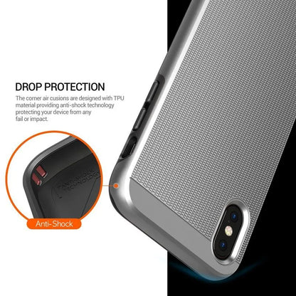 Obliq Slim Meta – dėklas, skirtas iPhone Xs / X (satino sidabro spalva)