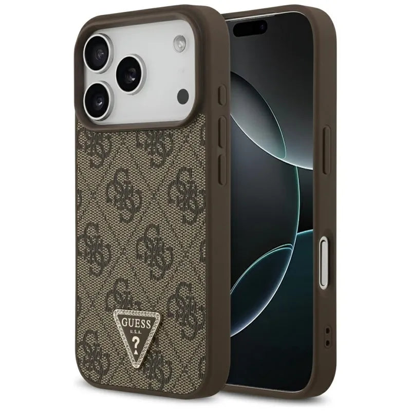 Odos 4G Trikampis Strasas MagSafe dėklas iPhone 17 Pro (rudas) Guess