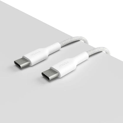 PURO Fabric - Itvarus pintas USB-C–USB-C kabelis 1,2 m (baltas)