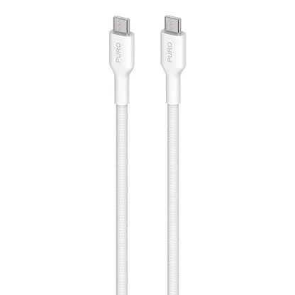 PURO Fabric - Itvarus pintas USB-C–USB-C kabelis 1,2 m (baltas)