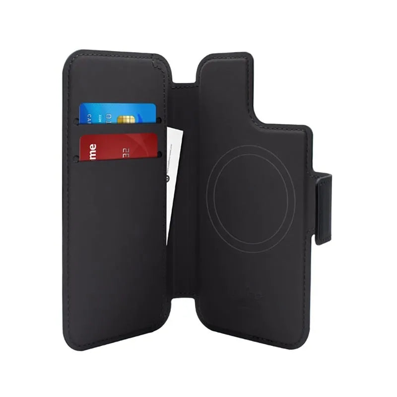 PURO Folio MagSafe dėklas - dėklas 2in1 skirtas iPhone 15 Plus / 14 Plus / 12 Pro Max (juodas)