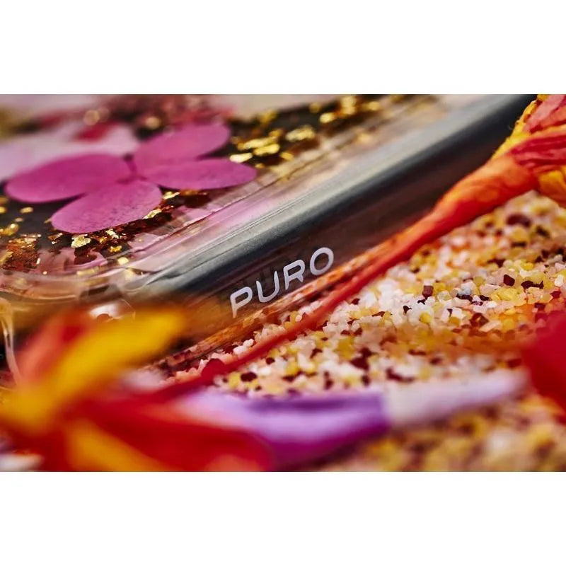 PURO Glam Hippie Chic dėklas, skirtas iPhone XR (tikri žali gėlių žiedlapiai)