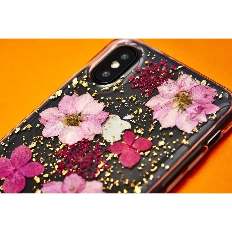 PURO Glam Hippie Chic dėklas, skirtas iPhone XR (tikri žali gėlių žiedlapiai)