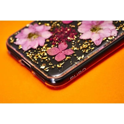 PURO Glam Hippie Chic dėklas, skirtas iPhone XR (tikri žali gėlių žiedlapiai)