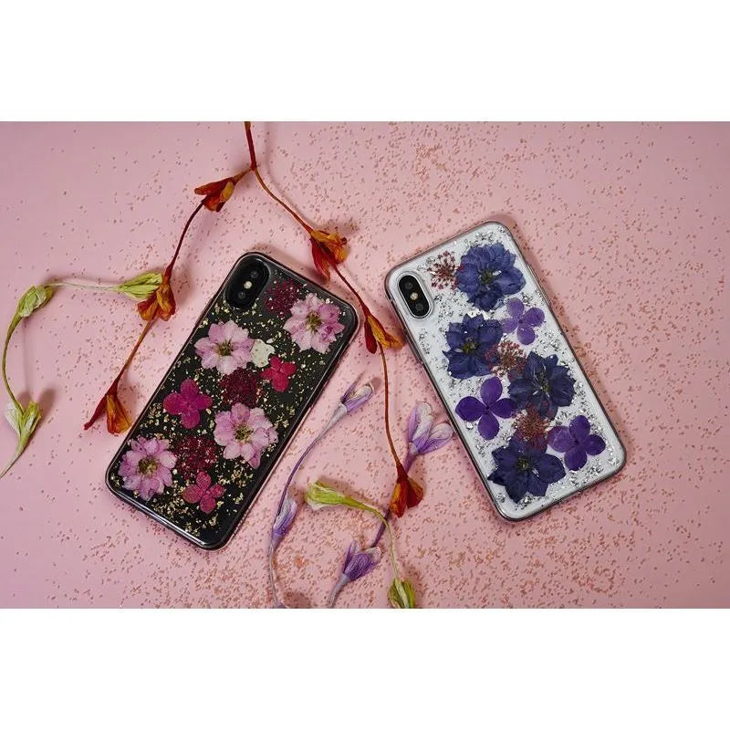 PURO Glam Hippie Chic dėklas, skirtas iPhone XR (tikri žali gėlių žiedlapiai)