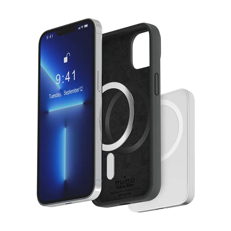 PURO ICON MAG – dėklas iPhone 14 Max su MagSafe (juodas)