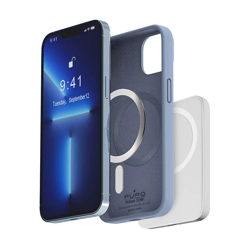 PURO ICON MAG – Dėklas, skirtas iPhone 14 Max, suderinamas su MagSafe (Sierra mėlyna)
