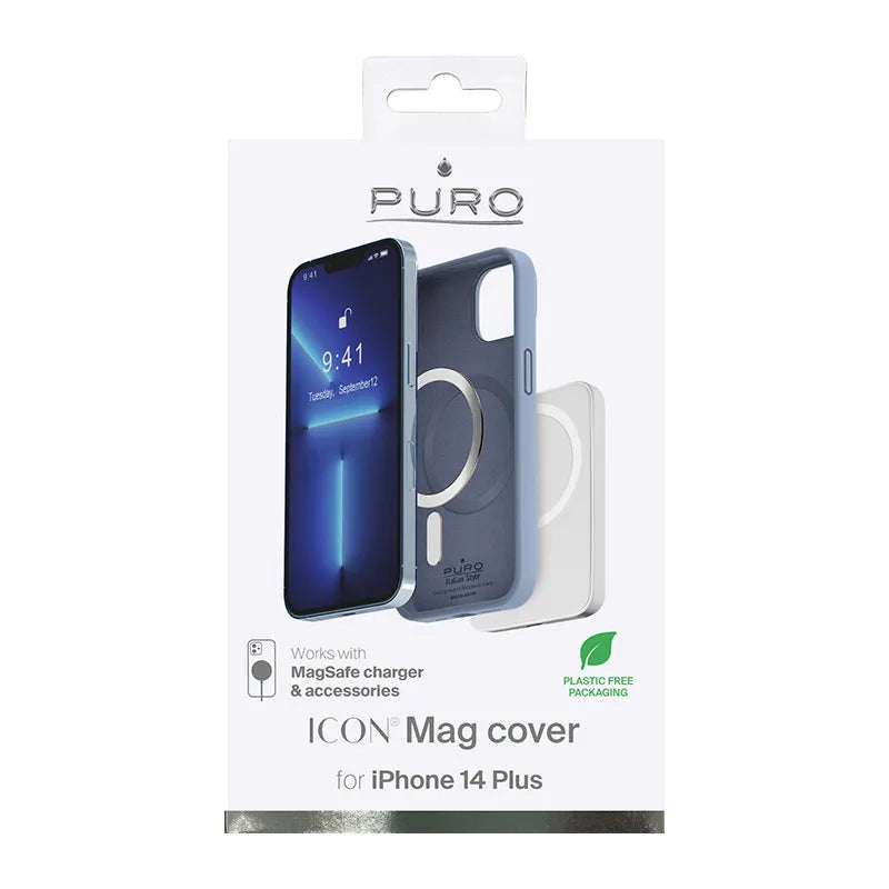 PURO ICON MAG – Dėklas, skirtas iPhone 14 Max, suderinamas su MagSafe (Sierra mėlyna)