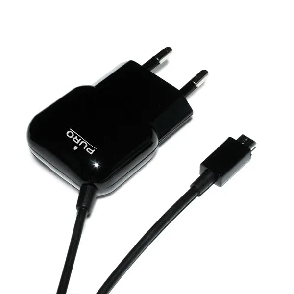 PURO Mini kelioninis kroviklis – nešiojamasis sieninis kroviklis su „Micro USB“ laidu (juodas)