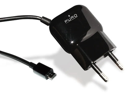 PURO Mini kelioninis kroviklis – nešiojamasis sieninis kroviklis su „Micro USB“ laidu (juodas)
