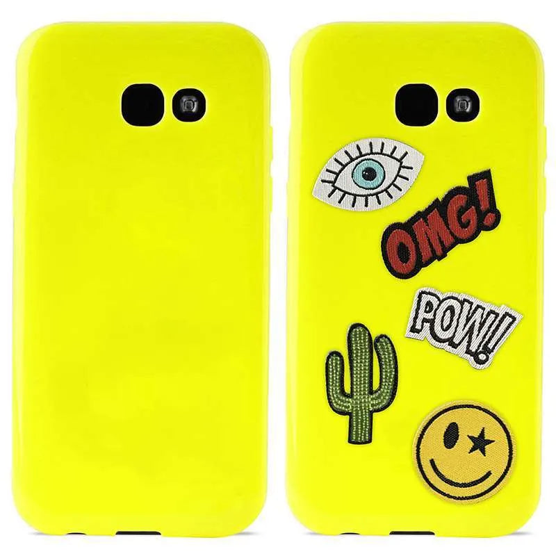 PURO Patch Mania – dėklas, skirtas „Samsung Galaxy A3“ (2017), su 5 lipdukais (geltonas)