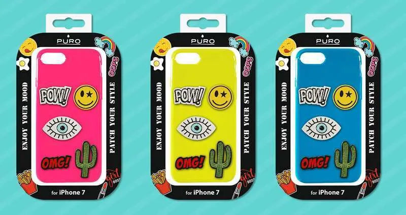 PURO Patch Mania – dėklas, skirtas „Samsung Galaxy A3“ (2017), su 5 lipdukais (geltonas)