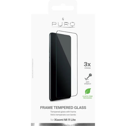 PURO rėmelio grūdintas stiklas - Xiaomi Mi 11 LITE grūdinto stiklo apsauginis stiklas (juodas rėmelis)
