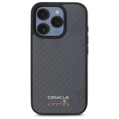 Red Bull anglies pluošto blizgaus logotipo „MagSafe“ dėklas – iPhone 16 Pro (juodas)