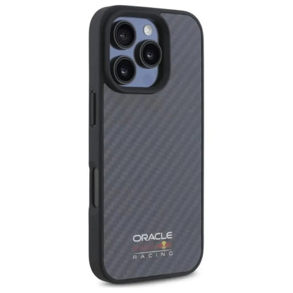 Red Bull anglies pluošto blizgaus logotipo „MagSafe“ dėklas – iPhone 16 Pro (juodas)