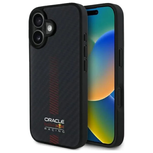 Red Bull anglies pluošto „Power Bar“ MagSafe dėklas – iPhone 16 Plus (juodas)