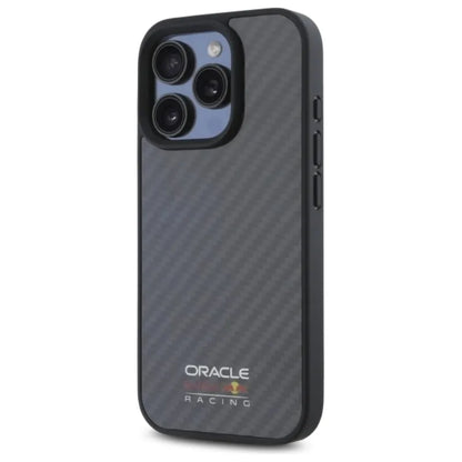 Red Bull Carbon Fiber Shiny Logo MagSafe – dėklas iPhone 16 Pro Max (juodas)