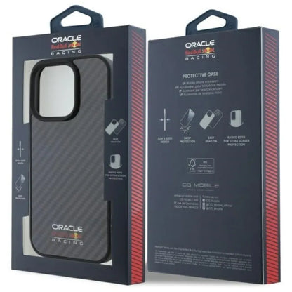 Red Bull Carbon Fiber Shiny Logo MagSafe – dėklas iPhone 16 Pro Max (juodas)