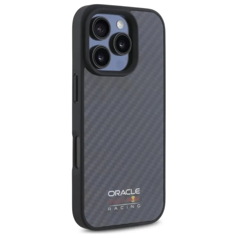 Red Bull Carbon Fiber Shiny Logo MagSafe – dėklas iPhone 16 Pro Max (juodas)