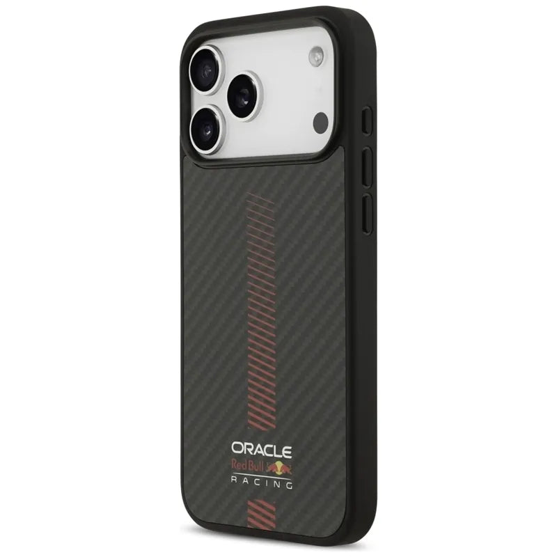 „Red Bull Kevlar Powerbar MagSafe“ – iPhone 17 Pro Max dėklas (juodas)