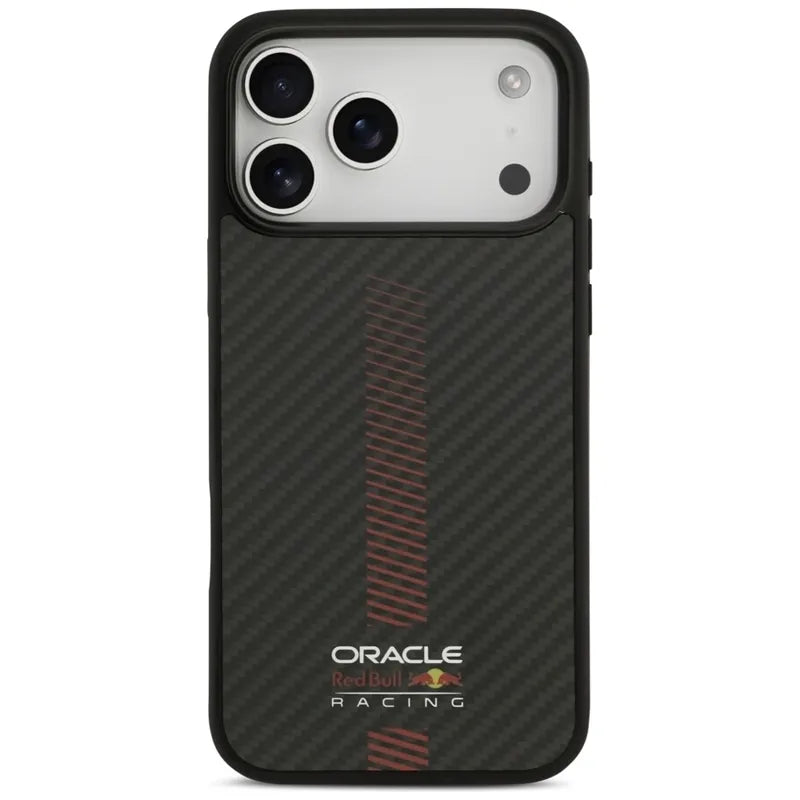 „Red Bull Kevlar Powerbar MagSafe“ – iPhone 17 Pro Max dėklas (juodas)
