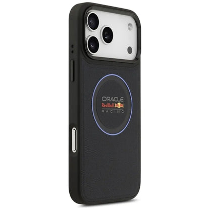 Red Bull Mėlynas tinklinis žiedas ir metaliniai mygtukai MagSafe – iPhone 17 Pro Max dėklas (Tamsiai mėlynas)