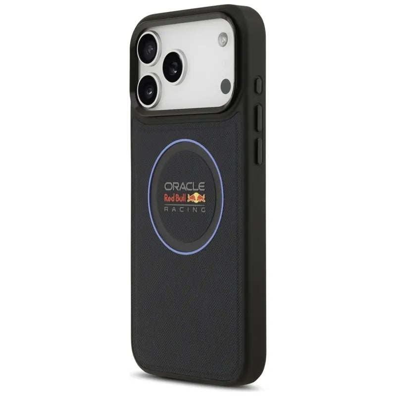 Red Bull Mėlynas tinklinis žiedas ir metaliniai mygtukai MagSafe – iPhone 17 Pro Max dėklas (Tamsiai mėlynas)