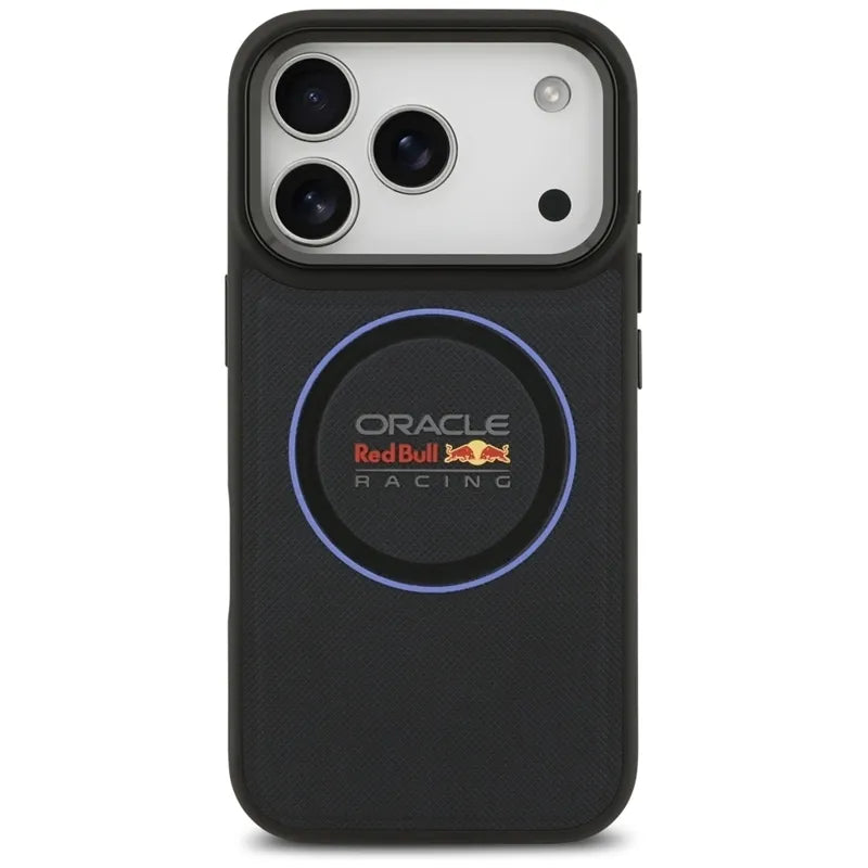 Red Bull Mėlyno Tinklelio Ir Metalo Mygtukų MagSafe dėklas - iPhone 17 Pro (Tamsiai Mėlynas)