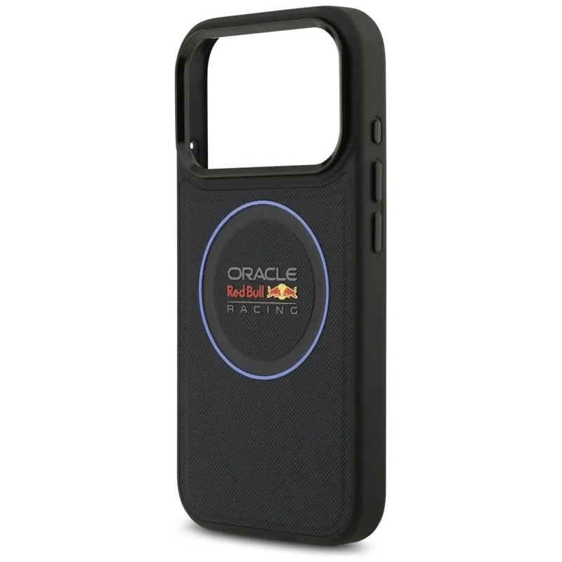 Red Bull Mėlyno Tinklelio Ir Metalo Mygtukų MagSafe dėklas - iPhone 17 Pro (Tamsiai Mėlynas)